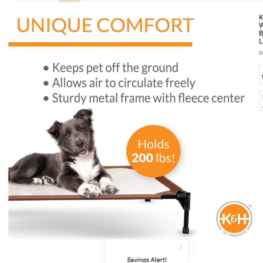 K&H Dog Warming Cot Elevated Dog Bed, Chocolate/Fleece Medium 25 X 32 X 7 Inches - Picture 4 of 10